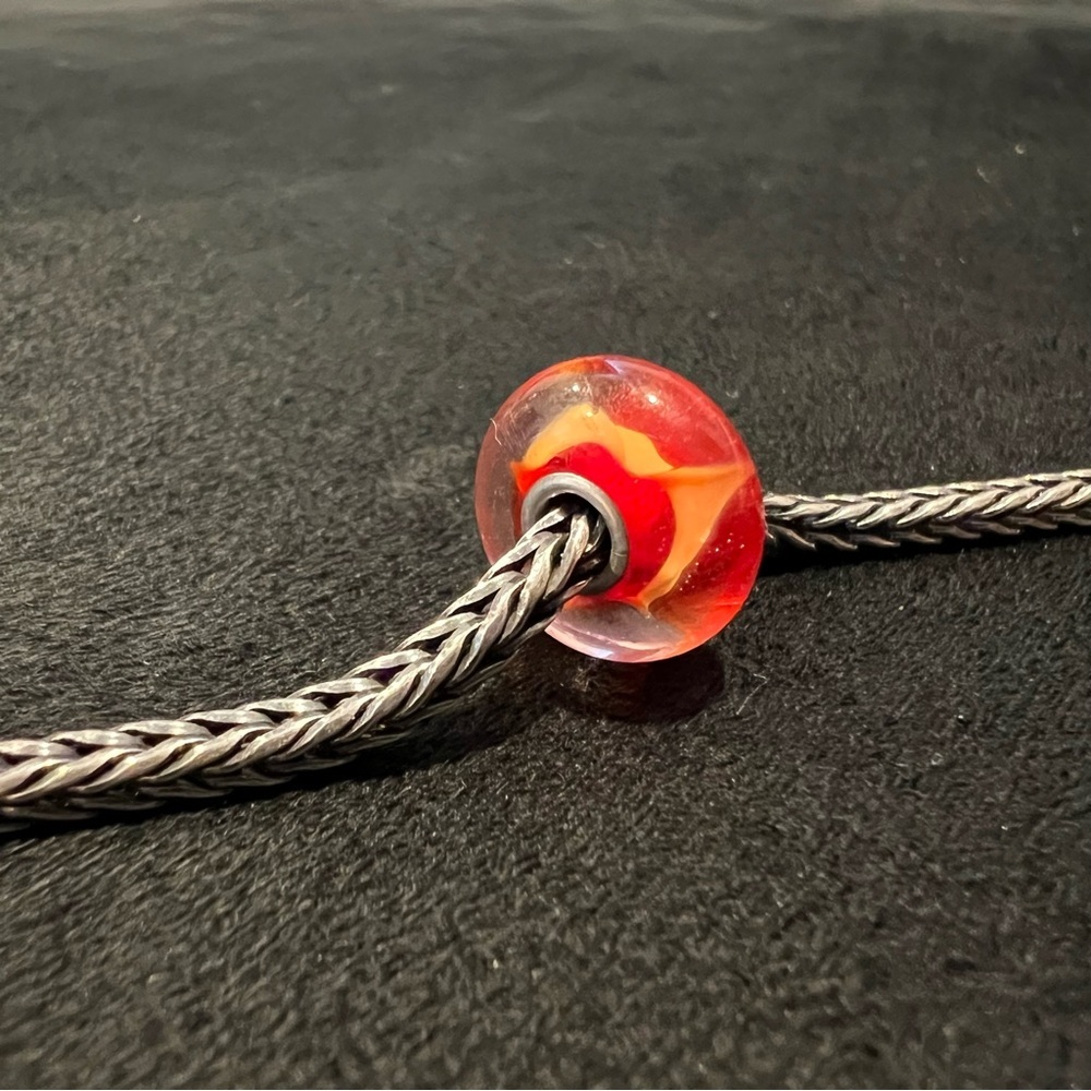 Trollbeads Retired Coral Wave Murano Glass Bead View 2